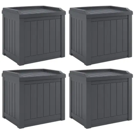 Suncast 22-Gallon Indoor or Outdoor Backyard Patio Small Storage Deck Box with Attractive Bench Seat and Reinforced Lid, Cyberspace (4 Pack) image {6}