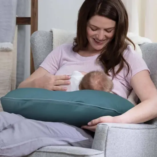 Boppy Organic Original Support Nursing Pillow -Vintage Blue image {7}