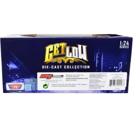 1958 Chevrolet Impala Convertible Lowrider Dark Red Metallic w/Red Interior "Get Low" Series 1/24 Diecast Model Car by Motormax image {2}