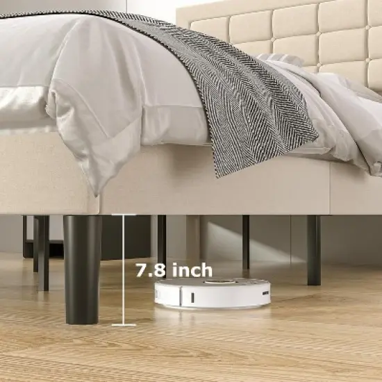 VECELO Twin/Full/Queen Size Upholstered Bed Frame Button Tufted Adjustable Headboard image {8}