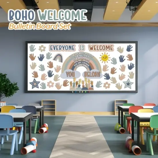4E's Novelty 46 Pcs "Everyone is Welcome" Boho Classroom Bulletin Board Sets, Boho Welcome Bulletin image {3}