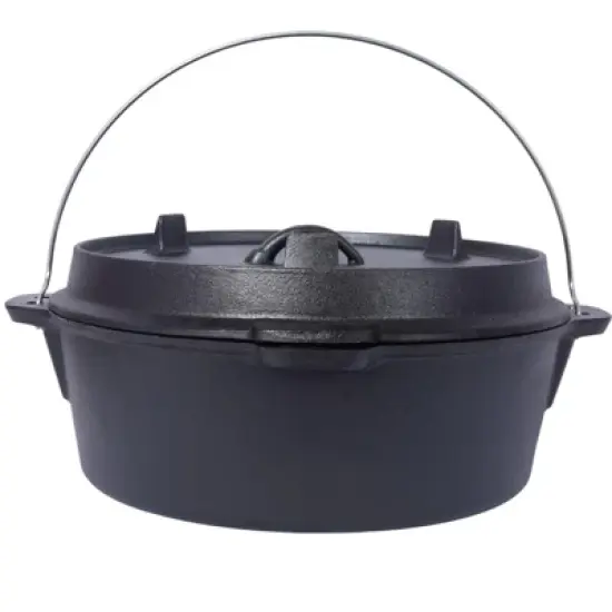 SEVOBAL Grill Cookware Outdoor Dutch Oven with Skillet Lid for Campfire Cooking and Group Meals Use Area, Black, 13"*13"*7.5" image {5}