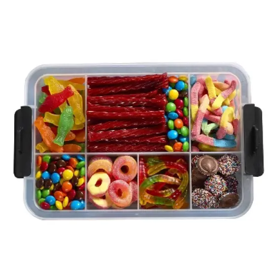 Farberware 7.8"x12.7" Snackle Box: Clear Plastic Food Storage Container with Locking Lid, Dishwasher-Safe, 170 Volume Capacity image {1}