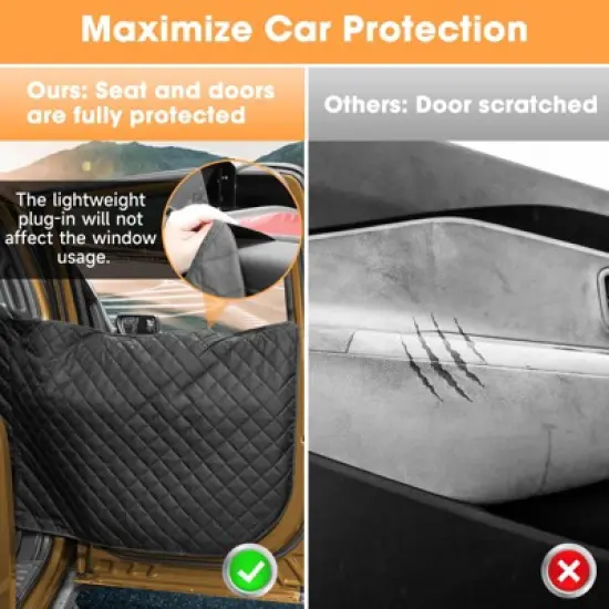 JOEJOY Back Seat Extender for Large Dogs,Dog Car Seat Cover with Side Flaps,Dog Hammock for Car, SUVs,60"*90" image {3}