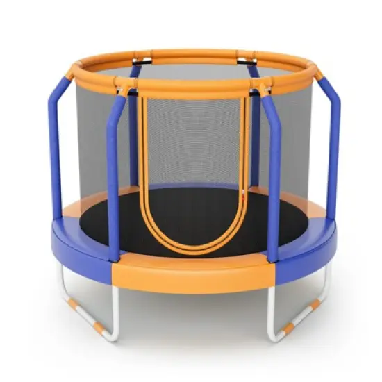 Infans 48" Mini Trampoline with Enclosure Heavy-duty Metal Frame U-shaped Legs Orange image {7}