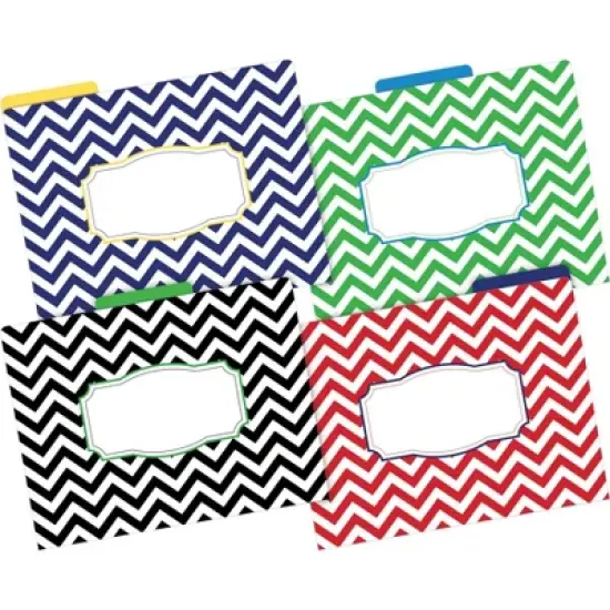 Barker Creek Nautical Chevron 14pt Letter-Size File Folders: 36 Multicolored Paper Folders, Top Tab, 50 Sheet Capacity image {1}