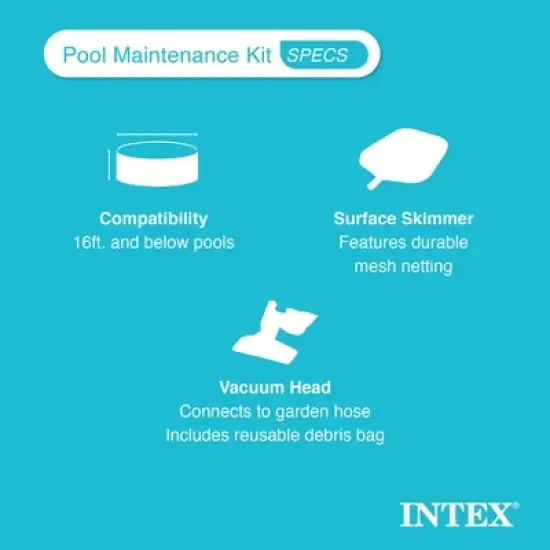 Intex 28002E Cleaning Maintenance Swimming Pool Kit with Vacuum, Surface Skimmer, and Telescoping Pole for Above Ground Pools (Pool Sold Separately) image {3}