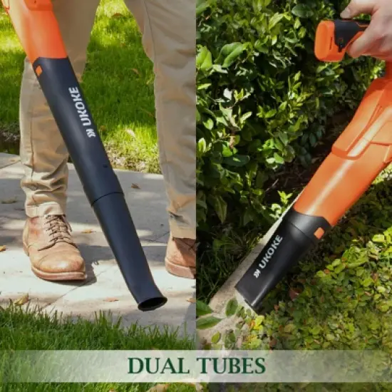 Ukoke Powerful 40V Brushless Cordless Blower (130 MPH / 550 CFM),for Blowing Snow Debris, Leaves, and Dust 2.0Ah Battery and Charger Included, Orange image {3}