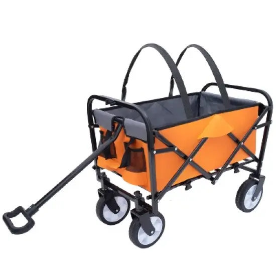 UBSSO Minimeetall Collapsible Outdoor Utility Wagon with Strapping System, 225 lbs Capacity, Orange image {8}