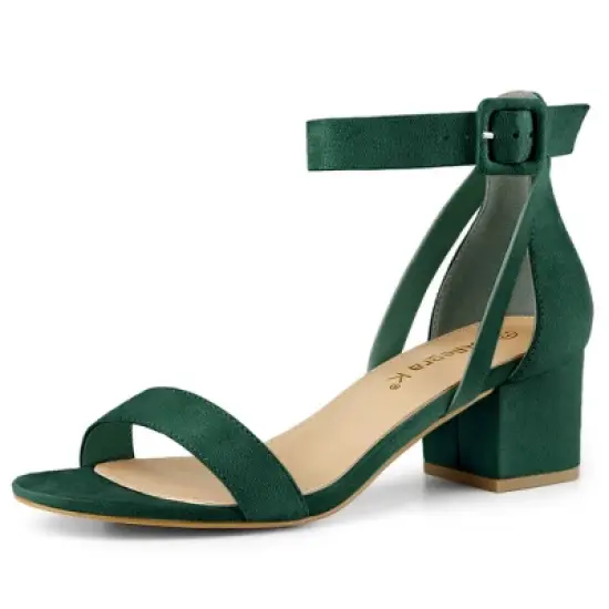 Allegra K Women's Ankle Strap Block Low Heel image {13}