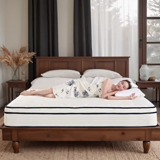 Luck Live 10-inch mattress Full size foam and pocket coil springs, pressure relief, medium firmness comfort,  CertiPUR-US certified image {9}