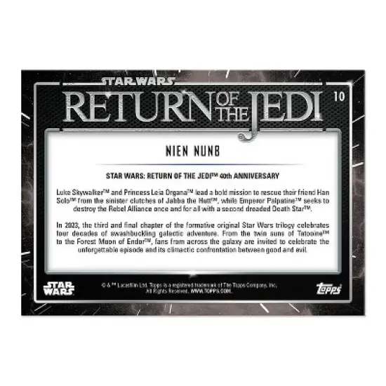 Topps Star Wars ROTJ 40th Anniversary 2023 Card #10 | Nien Nunb image {1}