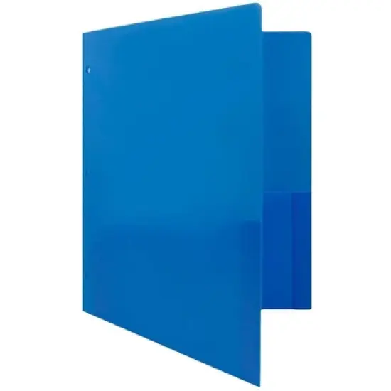 JAM 6pk 2 Pocket Heavy Duty 3 Hole Punched Plastic Folders - Blue image {3}