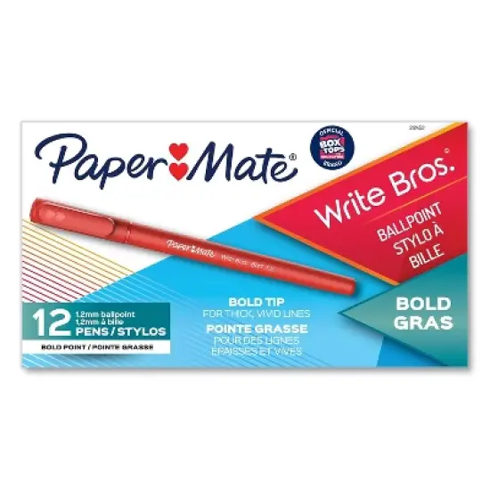 Paper Mart Paper Mate Write Bros. Ballpoint Pen Stick Bold 1.2 mm Red Ink Red Barrel Dozen 2124521 image {7}