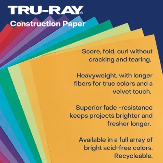 Tru-Ray&reg; Construction Paper, Heavyweight, Lively Lemon, 12" x 18", 50 Sheets image {3}