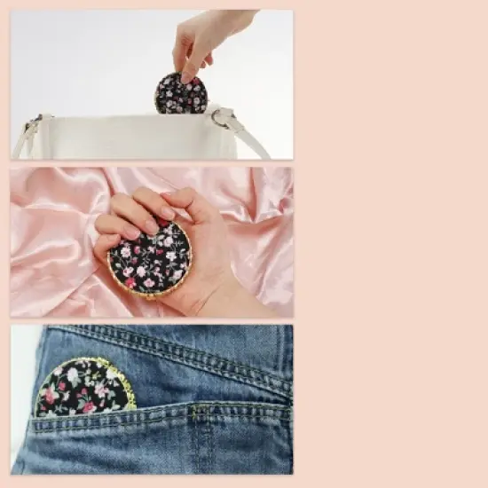 Unique Bargains Compact Round Mini Mirror for Purse 1 Pc image {4}