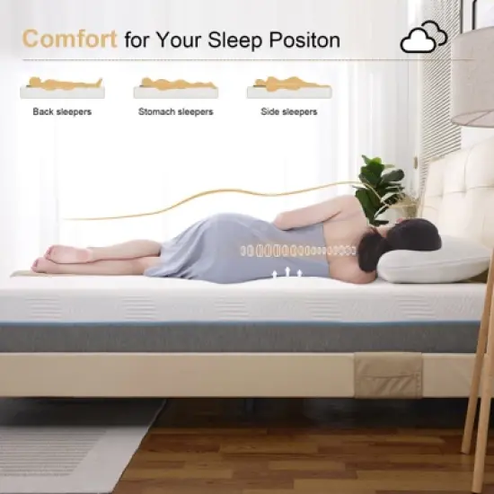 MUUEGM 12&rdquo; Gel Memory Foam Mattress| Medium Firm Mattress for Cool Sleep & Pressure Relief, CertiPUR-US Certified image {5}