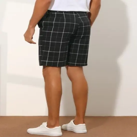 Lars Amadeus Men's Summer Flat Front Checked Chino Shorts image {2}