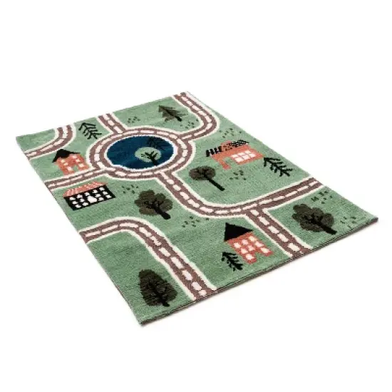 JumpOff Jo &ndash; Kids Carpet, Play Rug Playmat, Soft and Textured 3D Interactive with Roads for Cars and Toys, for Playroom &ndash; 39 x 59 in. image {1}