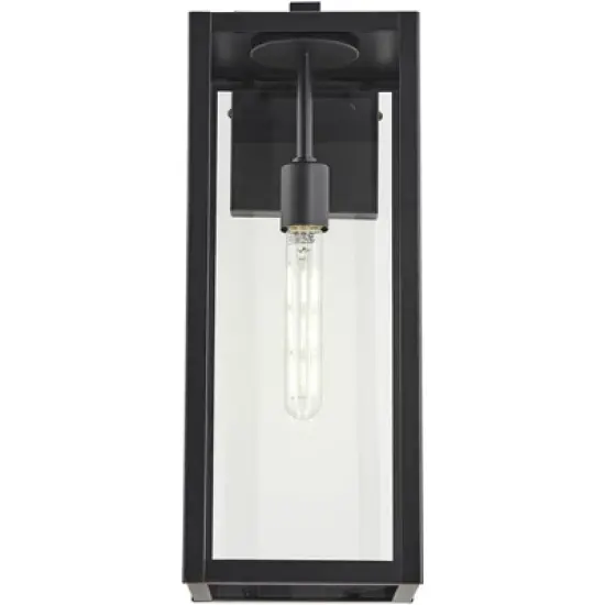 John Timberland Titan Modern Outdoor Wall Light Fixtures Set of 2 Mystic Black Rectangular Frame 20" Clear Glass for Post Exterior Barn image {5}