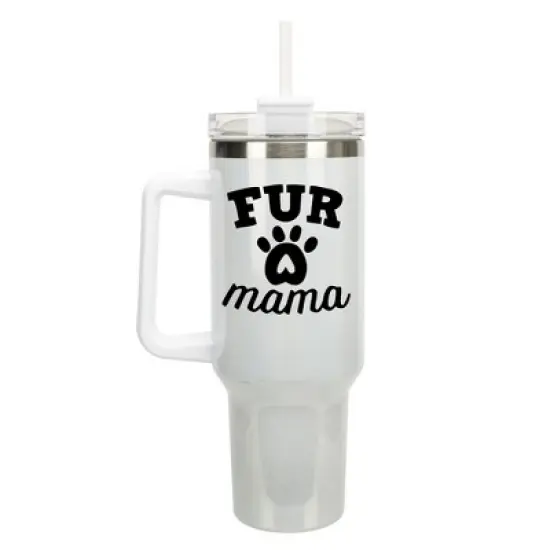 Elanze Designs Fur Mama Puppy Pawprints Hearts 40 oz. Stainless Steel, Large Water Bottle Coffee Mug, Spill & Leak Resistant, Thermal Travel Tumbler image {1}