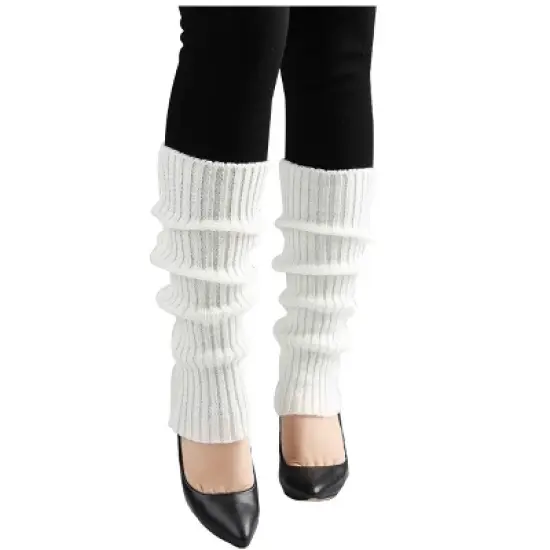 Allegra K Women's Knitted Solid Color Warm Knee High Length Ribbed Leg Warmers image {1}