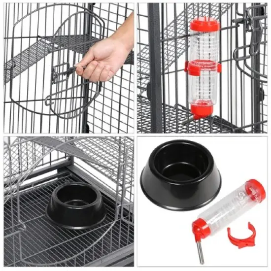Yaheetech 4-Tier Rolling Large Ferret Cage Small Animals Hutch Black image {4}
