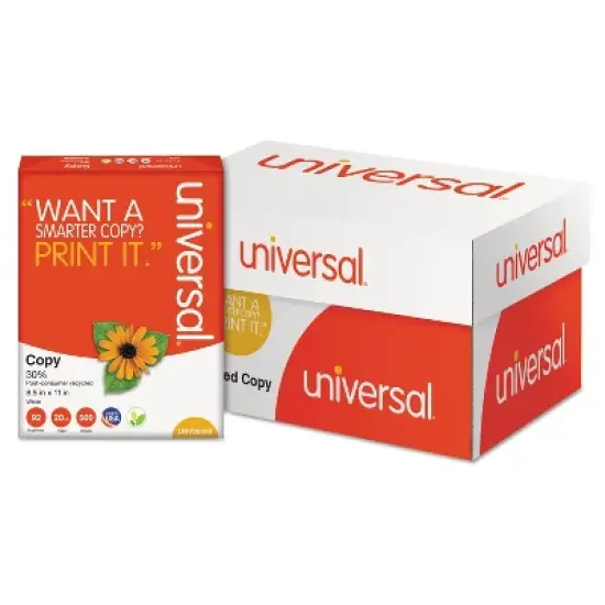 UNIVERSAL 30% Recycled Copy Paper 92 Brightness 20lb 8 1/2 x 11 White 5000/Carton 20030 image {3}