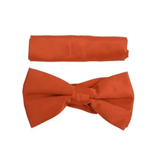 New Men's Solid Pre Tied Bow Tie and Hanky Set image {6}