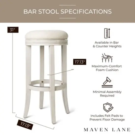 Maven Lane Eva Round Backless Swivel Kitchen Bar Stool image {4}