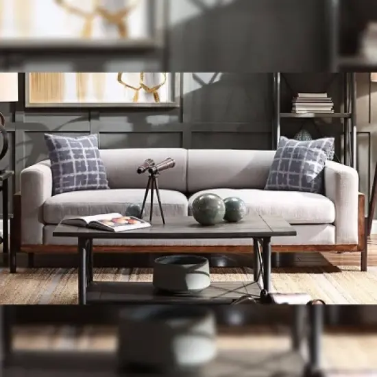 91" Pelton Sofa Fabric/Walnut - Acme Furniture image {1}