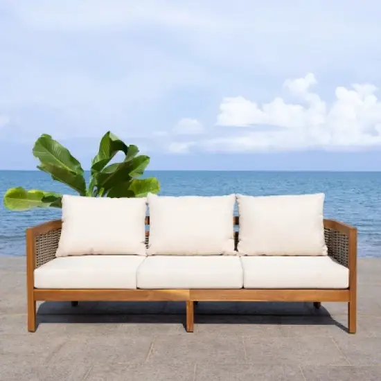 Amanda 3 Seater Sofa - Indoor/Outdoor - PAT7093 - Natural/Taupe - Safavieh image {2}