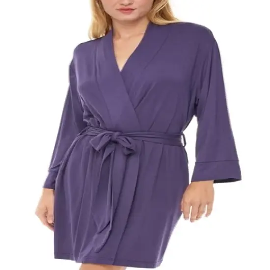 Women's Classic Soft Knit Short Lounge Robe with Pockets image {8}