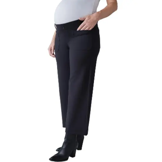 Ingrid & Isabel Maternity Cropped Wide Leg Ponte Pant image {1}