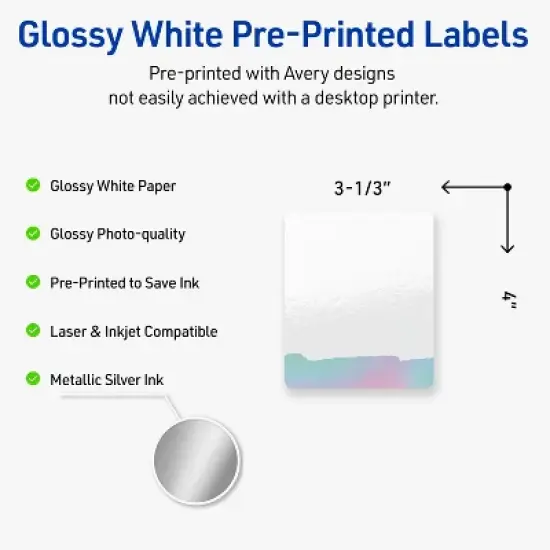 Avery Rectangle Labels, Watercolors Design, 4" x 3-1/3", 40ct image {1}