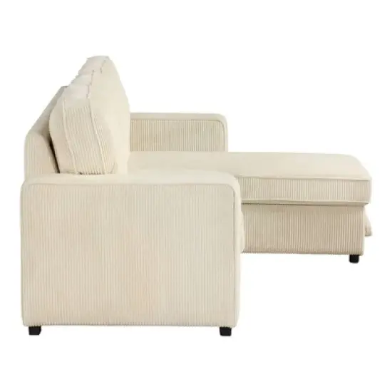 HOMES: Inside + Out Paeke Sleeper Sectional Sofa Corduroy with Storage Chaise and Reversible image {7}