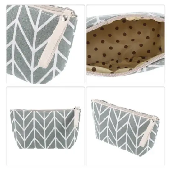 Unique Bargains Women's Durable Small Cosmetic Bag Gray 1 Pc image {2}