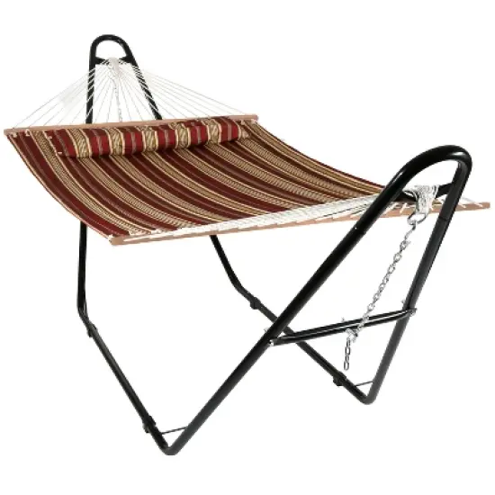 Sunnydaze Double Quilted Fabric Hammock with Universal Steel Stand - 450-Pound Capacity image {18}