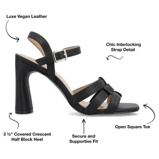 Journee Collection Womens Gibssen Ankle Strap Covered Block Heel Sandals image {7}