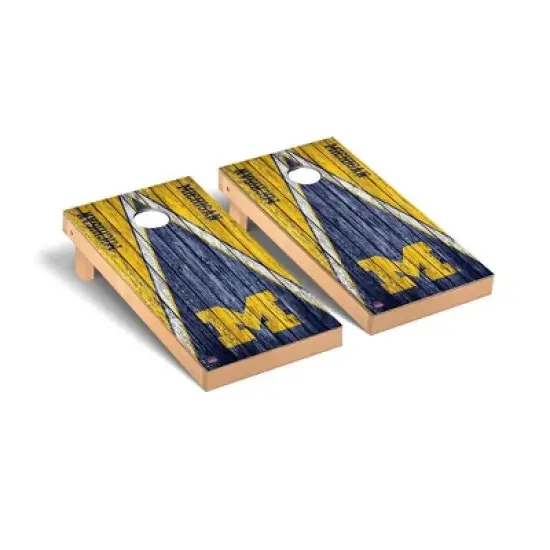 NCAA Michigan Wolverines Premium Cornhole Board Triangle Weathered Version image {1}