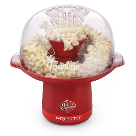 Presto Orville Redenbacher's Fountain Hot Air Popper, Red- 04868: Electric Popcorn Maker, 1440W, Non-Skid Feet, Recipe Guide image {1}