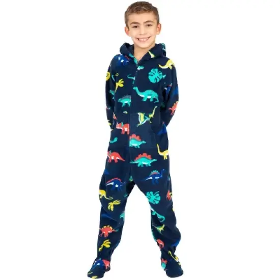 Footed Pajamas - Dinosaur Kingdom Kids Hoodie Fleece Onesie image {3}