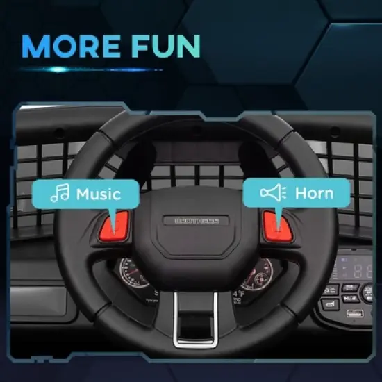 Qaba 12V Ride on Car, Ride on Truck, Battery Powered Toy Car with Remote, 4 Suspension Wheels, 3 MPH Max Speeds, Music, Horn & Lights, Black image {4}