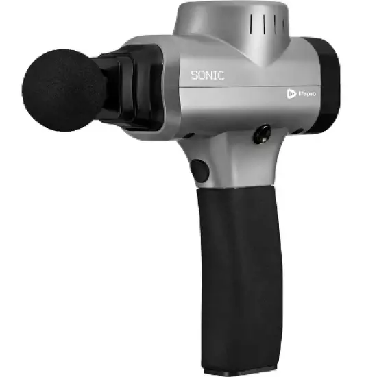 LifePro Sonic Handheld Percussion Massage Gun - Deep Tissue Massager for Sore Muscle and Stiffness - Quiet, 5 Speed High-Intensity Vibration Silver image {1}