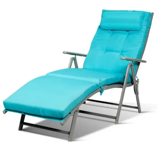 Tangkula Cushioned Folding Chaise Lounge Chair Adjustable Recliner image {11}