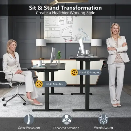 Costway Electric Adjustable Standing up Desk Dual Motor w/ Controller Black image {6}