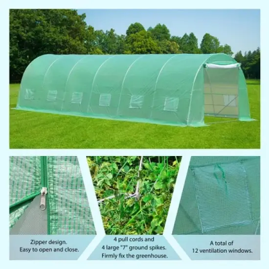 Aoodor  Large Walk-in Green House with Zippered Screen Doors image {3}
