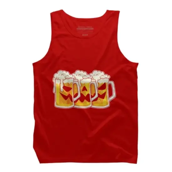 Men's Design By Humans Halloween Jack O Lantern Beer Drinking By RedBirdLS Tank Top image {5}