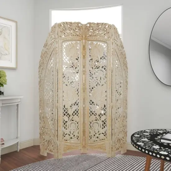Eclectic Wood Room Divider Screen White - Olivia & May image {17}