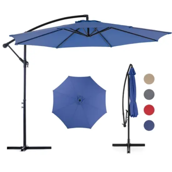 DOMETOUR 9.8FT Offset Patio Umbrella, Cantilever Outdoor Sun Shade, Easy Tilt, UV Protection for Backyard, Lawn, Garden, Pool image {7}